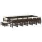 Preview: 17-tlg. Garten-Essgruppe mit Kissen Braun Poly Rattan