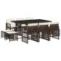 Preview: 11-tlg. Garten-Essgruppe mit Kissen Braun Poly Rattan