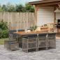 Preview: ARDEBO.de - 11-tlg. Garten-Essgruppe mit Kissen Grau Poly Rattan