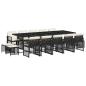 Preview: 15-tlg. Garten-Essgruppe mit Kissen Schwarz Poly Rattan