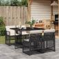 Preview: ARDEBO.de - 5-tlg. Garten-Essgruppe mit Kissen Schwarz Poly Rattan