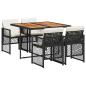 Preview: 5-tlg. Garten-Essgruppe mit Kissen Schwarz Poly Rattan