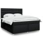 Preview: ARDEBO.de - Boxspringbett mit Matratze Schwarz 180x200 cm Stoff