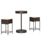 Preview: 3-tlg. Gartenbar-Set mit Kissen Braun Poly Rattan