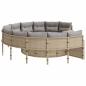 Preview: Gartensofa mit Tisch und Kissen Rund Beige Poly-Rattan