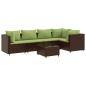 Preview: 6-tlg. Garten-Lounge-Set mit Kissen Braun Poly Rattan