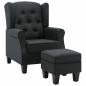 Preview: Sessel mit Fu?hocker Dunkelgrau Stoff