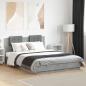 Preview: ARDEBO.de - Bettgestell mit Kopfteil und LED-Leuchten Betongrau 150x200 cm