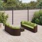 Preview: ARDEBO.de - 9-tlg. Garten-Sofagarnitur mit Kissen Braun Poly Rattan