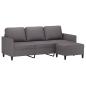 Preview: 3-Sitzer-Sofa mit Hocker Grau 180 cm Kunstleder