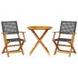 Preview: 3-tlg. Bistro-Set Schwarz Poly Rattan und Massivholz