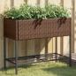 Preview: ARDEBO.de - Hochbeete mit Ablage 2 Stk. Braun 90x40x75 cm Poly Rattan