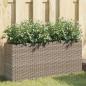Preview: ARDEBO.de - Pflanzkübel mit 2 Töpfen 2 Stk. Grau 90x20x40 cm Poly Rattan