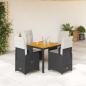 Preview: ARDEBO.de - 5-tlg. Garten-Bistro-Set mit Kissen Schwarz Poly Rattan