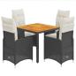 Preview: 5-tlg. Garten-Bistro-Set mit Kissen Schwarz Poly Rattan