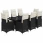 Preview: 9-tlg. Garten-Bistro-Set mit Kissen Schwarz Poly Rattan