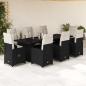 Preview: ARDEBO.de - 9-tlg. Garten-Bistro-Set mit Kissen Schwarz Poly Rattan