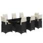 Preview: 9-tlg. Garten-Bistro-Set mit Kissen Schwarz Poly Rattan