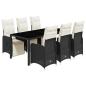 Preview: 7-tlg. Garten-Bistro-Set mit Kissen Schwarz Poly Rattan