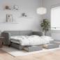 Preview: ARDEBO.de - Tagesbett Ausziehbar mit Schubladen Hellgrau 100x190 cm Stoff