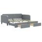 Preview: Tagesbett Ausziehbar mit Schubladen Hellgrau 100x190 cm Stoff