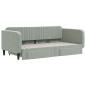 Preview: Tagesbett Ausziehbar mit Schubladen Hellgrau 100x190 cm Samt