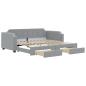 Preview: Tagesbett Ausziehbar mit Schubladen Hellgrau 100x190 cm Stoff