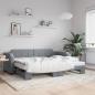 Preview: ARDEBO.de - Tagesbett Ausziehbar Hellgrau 100x190 cm Stoff