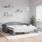 Preview: ARDEBO.de - Tagesbett Ausziehbar Hellgrau 100x190 cm Stoff