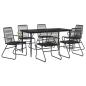 Preview: 7-tlg. Garten-Essgruppe Schwarz PVC-Rattan
