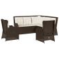 Preview: 5-tlg. Garten-Lounge-Set mit Kissen Braun Poly Rattan