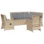 Preview: 5-tlg. Garten-Lounge-Set mit Kissen Beige Poly Rattan