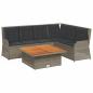 Preview: 5-tlg. Garten-Lounge-Set mit Kissen Grau Poly Rattan