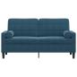 Preview: 2-Sitzer-Sofa mit Zierkissen Blau 140 cm Samt