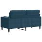 Preview: 2-Sitzer-Sofa mit Zierkissen Blau 140 cm Samt