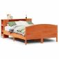 Preview: Massivholzbett mit Regal ohne Matratze Wachsbraun 135x190 cm