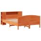 Preview: Massivholzbett mit Regal ohne Matratze Wachsbraun 135x190 cm