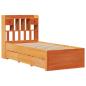 Preview: Massivholzbett mit Regal ohne Matratze Wachsbraun 100x200 cm