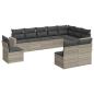 Preview: 10-tlg. Garten-Sofagarnitur mit Kissen Hellgrau Poly Rattan