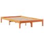 Preview: Massivholzbett mit Regal ohne Matratze Wachsbraun 135x190 cm