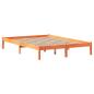 Preview: Massivholzbett mit Regal ohne Matratze Wachsbraun 150x200 cm