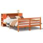 Preview: Massivholzbett mit Regal ohne Matratze Wachsbraun 150x200 cm