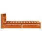 Preview: Massivholzbett mit Regal ohne Matratze Wachsbraun 100x200 cm