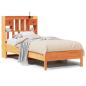 Preview: Massivholzbett mit Regal ohne Matratze Wachsbraun 75x190 cm