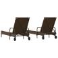 Preview: Sonnenliegen mit Auflagen 2 Stk. Braun Poly Rattan
