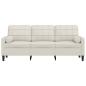Preview: 3-Sitzer-Sofa mit Zierkissen Creme 180 cm Samt
