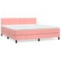 Preview: Boxspringbett mit Matratze Rosa 160x200 cm Samt