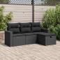Preview: ARDEBO.de - 4-tlg. Garten-Sofagarnitur mit Kissen Schwarz Poly Rattan