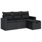 Preview: 4-tlg. Garten-Sofagarnitur mit Kissen Schwarz Poly Rattan