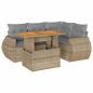 Preview: 5-tlg. Garten-Sofagarnitur mit Kissen Beige Poly Rattan